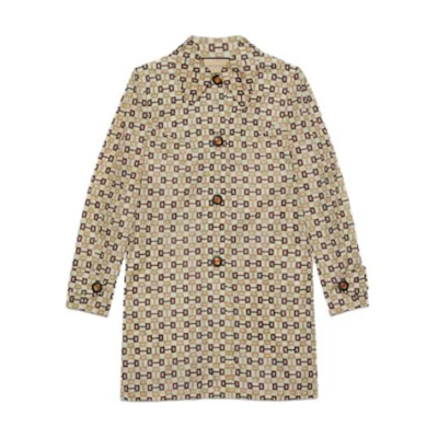 (Women) Gucci Monogram Brown Mid-Length Single-Breasted Coat 752387-ZANVO-9198