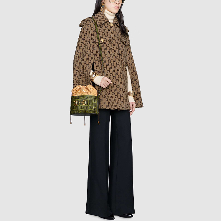 Details for (W) Gucci Jaket Santai Monogram Coklat Single-Breasted Printed 610488-XKA5U-9751