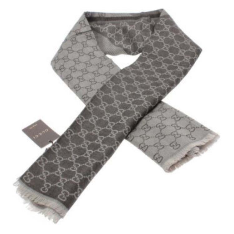 (Women) GUCCI Monogram Wool Fringed Scarf Brown 281942-3G704-9564