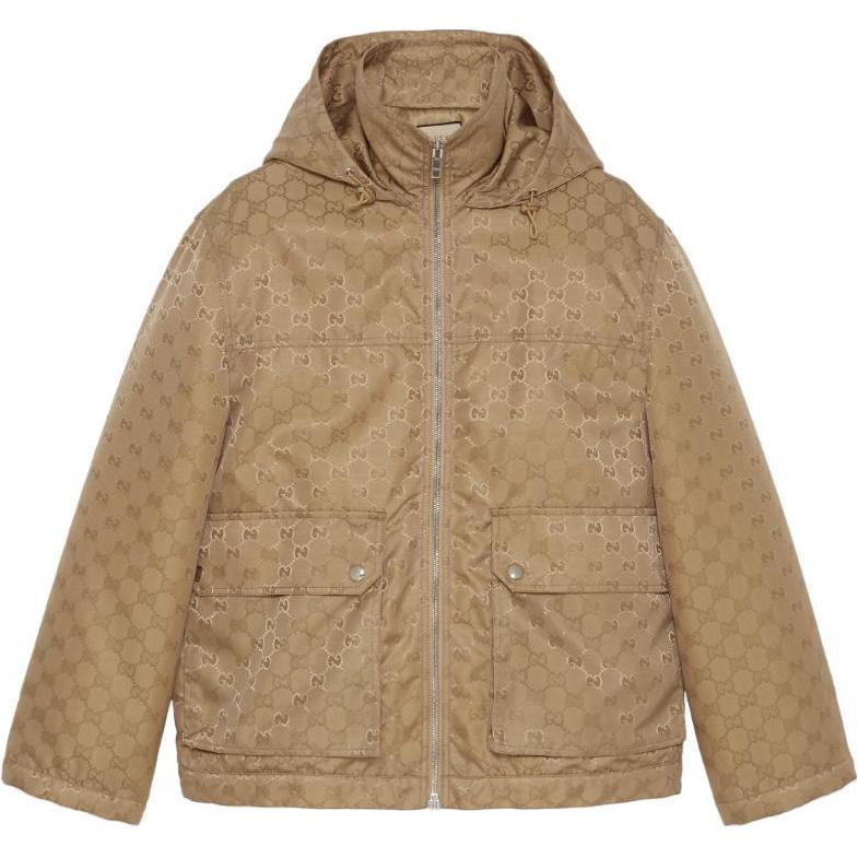 (Women) Gucci Monogram Zip-Up Long Sleeve Hoodie Jacket Brown 766481-ZAO0H-2840