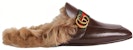 (W) Gucci Mule 'Kulit Coklat dengan Gesper G Ganda' 469950-D3VU0-2166