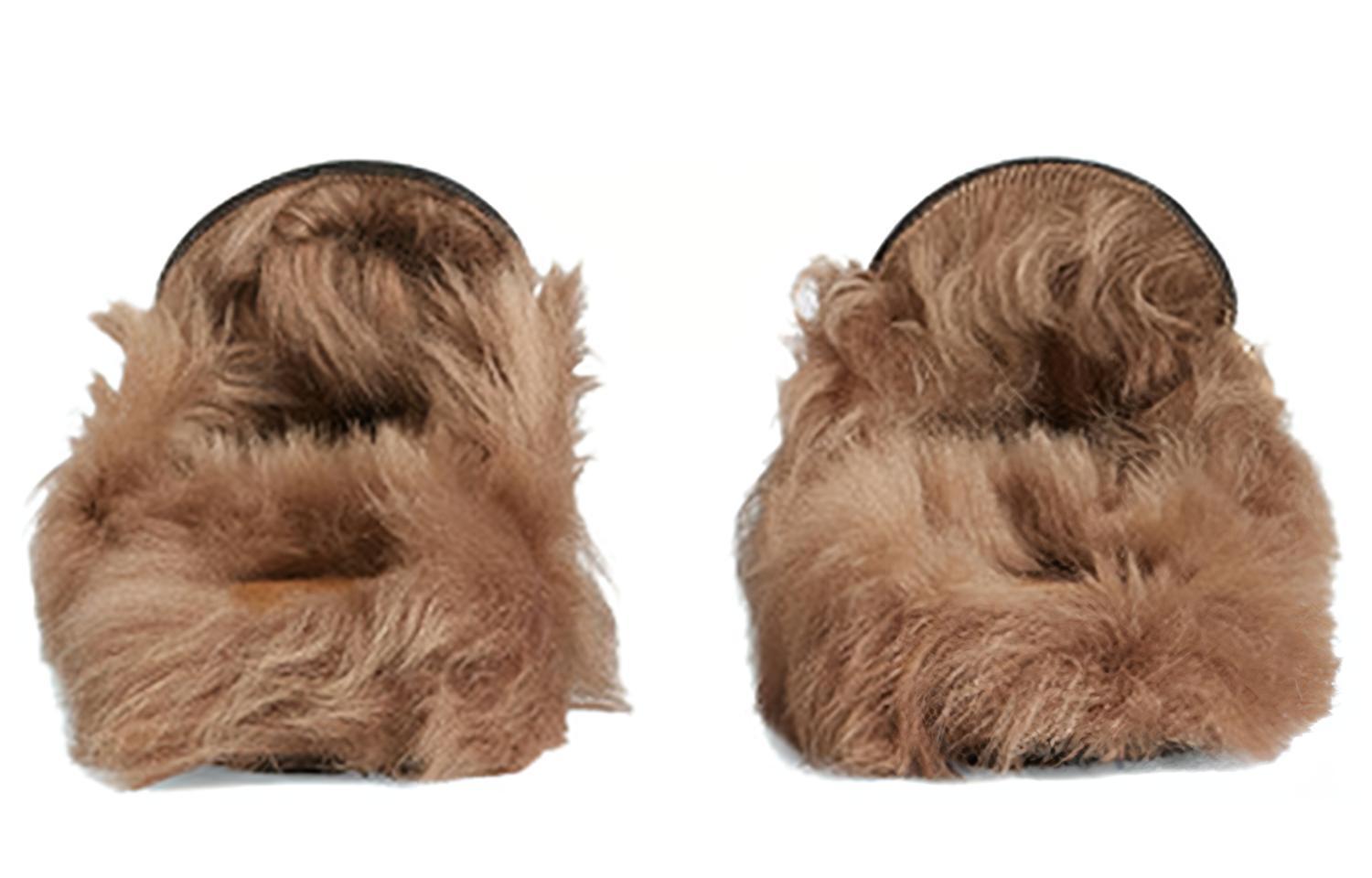 Shop GUCCI 古馳 雙G搭扣 皮革 時尚穆勒平底鞋 棕色