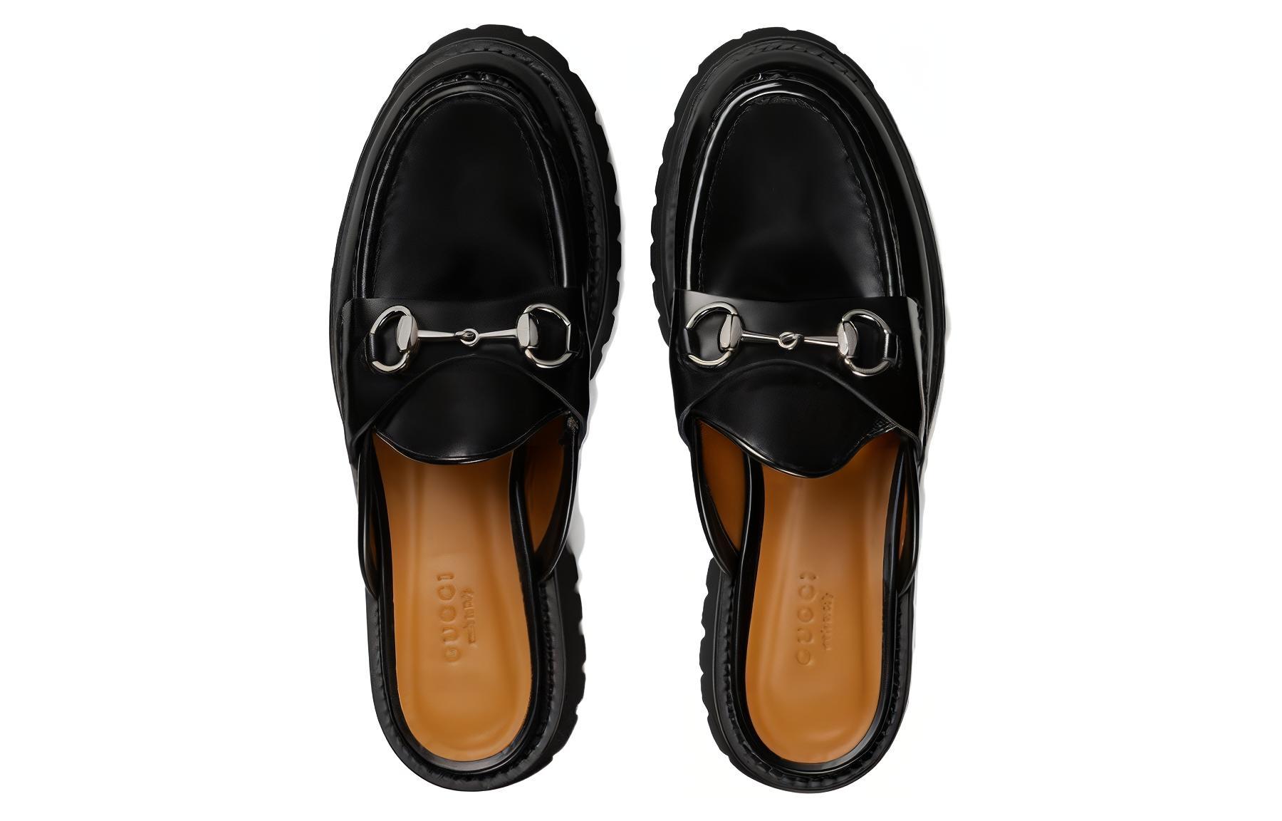 Purchase (W) 구찌 블랙 레더 홀스빗 뮬 764207-DS800-1000