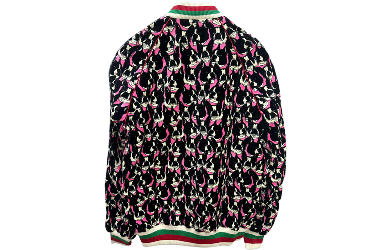 Lookbook (W) 구찌 멀티컬러 애니멀 프린트 야구 칼라 집업 재킷 523673-ZLK04-5115