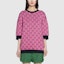 Shop (W) GUCCI 多彩標誌印花粉紅羊毛毛衣 女款 662038-XKBXI-5152