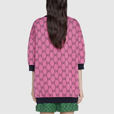 (W) GUCCI 多彩標誌印花粉紅羊毛毛衣 女款 662038-XKBXI-5152 Purchase (W) GUCCI 多彩標誌印花粉紅羊毛毛衣 女款 662038-XKBXI-5152