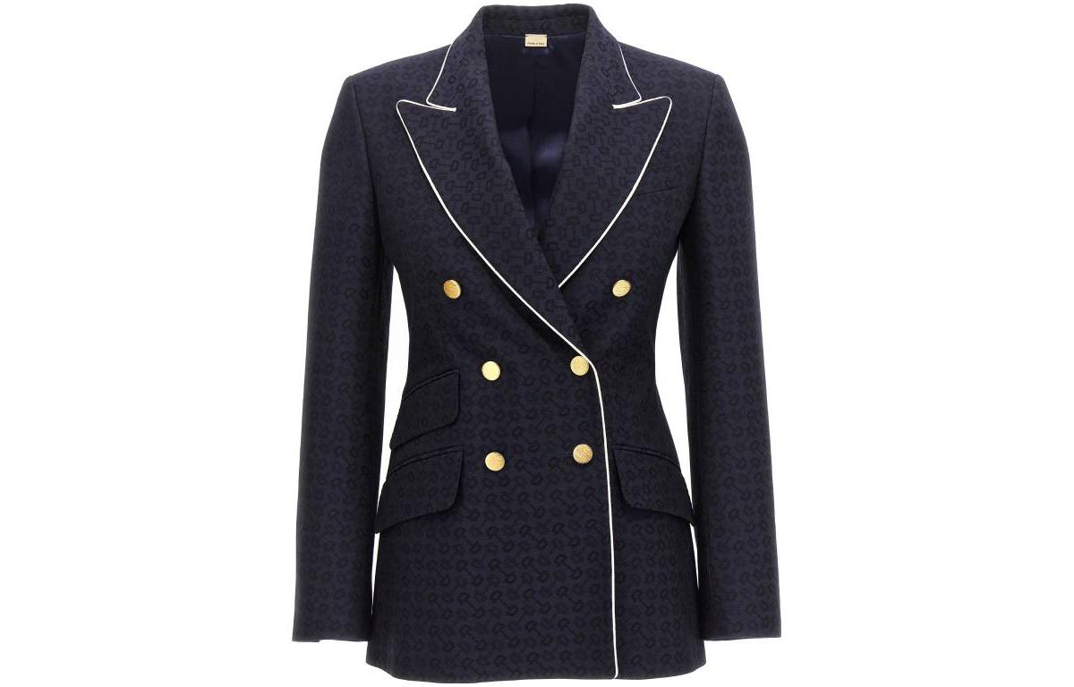 (Women) Gucci Navy Blue Striped Double-Breasted Blazer SS22 752484-ZAKIU-4330
