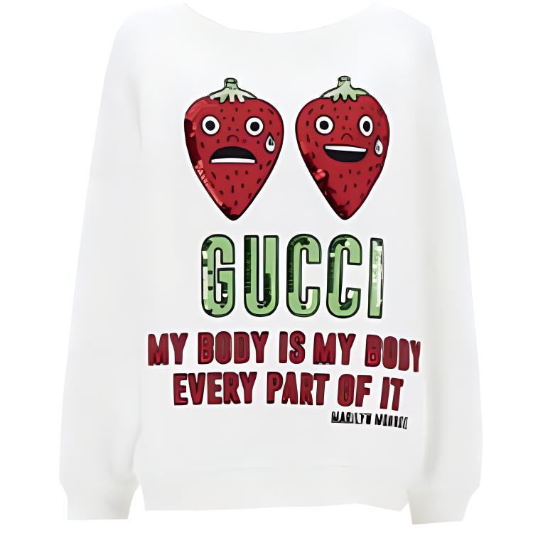 (Women) Gucci Off-White Logo Print Crewneck Sweatshirt 693363-XJEGQ-9088