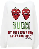 (Women) Gucci Off-White Logo Print Crewneck Sweatshirt 693363-XJEGQ-9088 (Women) Gucci Off-White Logo Print Crewneck Sweatshirt 693363-XJEGQ-9088