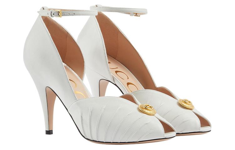 Lookbook (W) Gucci Open-Toe Sandalen 94mm Wit Leer 727516-C9D00-9014