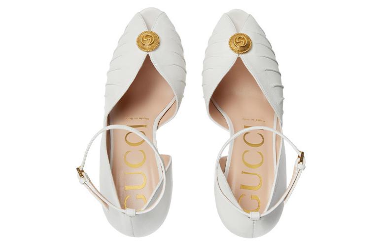 Shop (W) Gucci Open-Toe Sandalen 94mm Wit Leer 727516-C9D00-9014