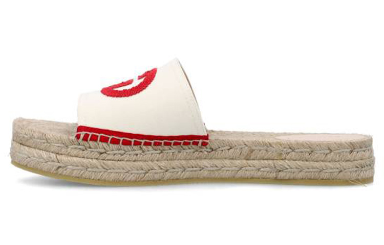 Buy (W) グッチ　白赤オープン トゥ スライド 725832-KIFD0-9175