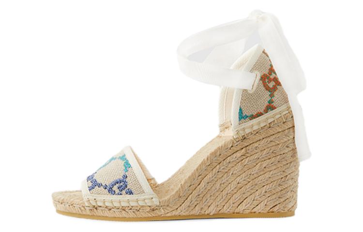 (W) Gucci Open Toe Wedge 'Beige Fashion'