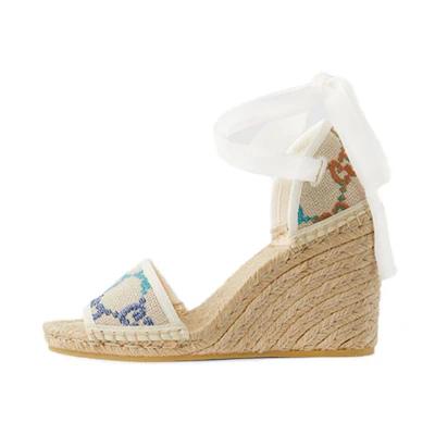 (W) Gucci Open Toe Wedge 'Beige Fashion'