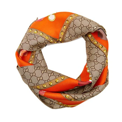 (Women) GUCCI Orange Printed Silk Scarf 508796-3G001-7572