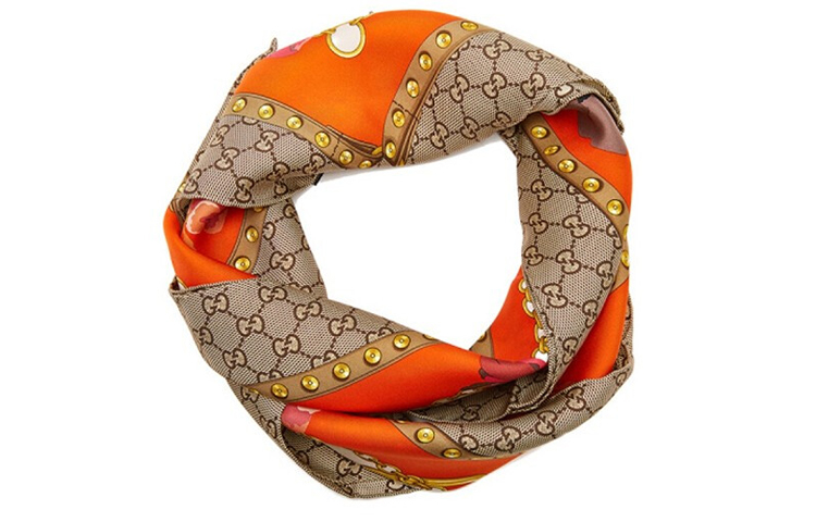 (Women) GUCCI Orange Printed Silk Scarf 508796-3G001-7572 圖 2