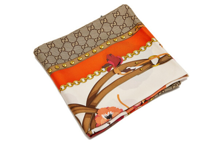 (Women) GUCCI Orange Printed Silk Scarf 508796-3G001-7572 圖 3