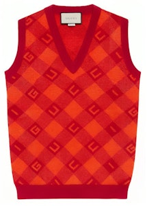 (W) Gucci 橙色V领格纹马甲 650397-XKBM8-6124 Buy (W) Gucci 橙色V领格纹马甲 650397-XKBM8-6124