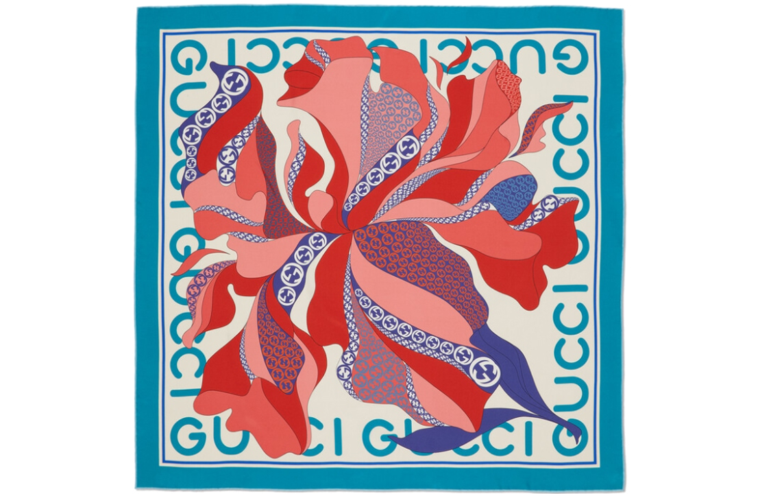 (Women) GUCCI Oversized Floral Print Silk Scarf Women’s Blue 741945-3G001-4678
