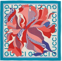 (Women) GUCCI Oversized Floral Print Silk Scarf Women’s Blue 741945-3G001-4678 (Women) GUCCI Oversized Floral Print Silk Scarf Women’s Blue 741945-3G001-4678