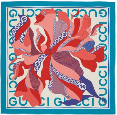 (W) GUCCI オーバーサイズ フローラルプリント シルクスカーフ レディース ブルー 741945-3G001-4678 Order (W) GUCCI オーバーサイズ フローラルプリント シルクスカーフ レディース ブルー 741945-3G001-4678