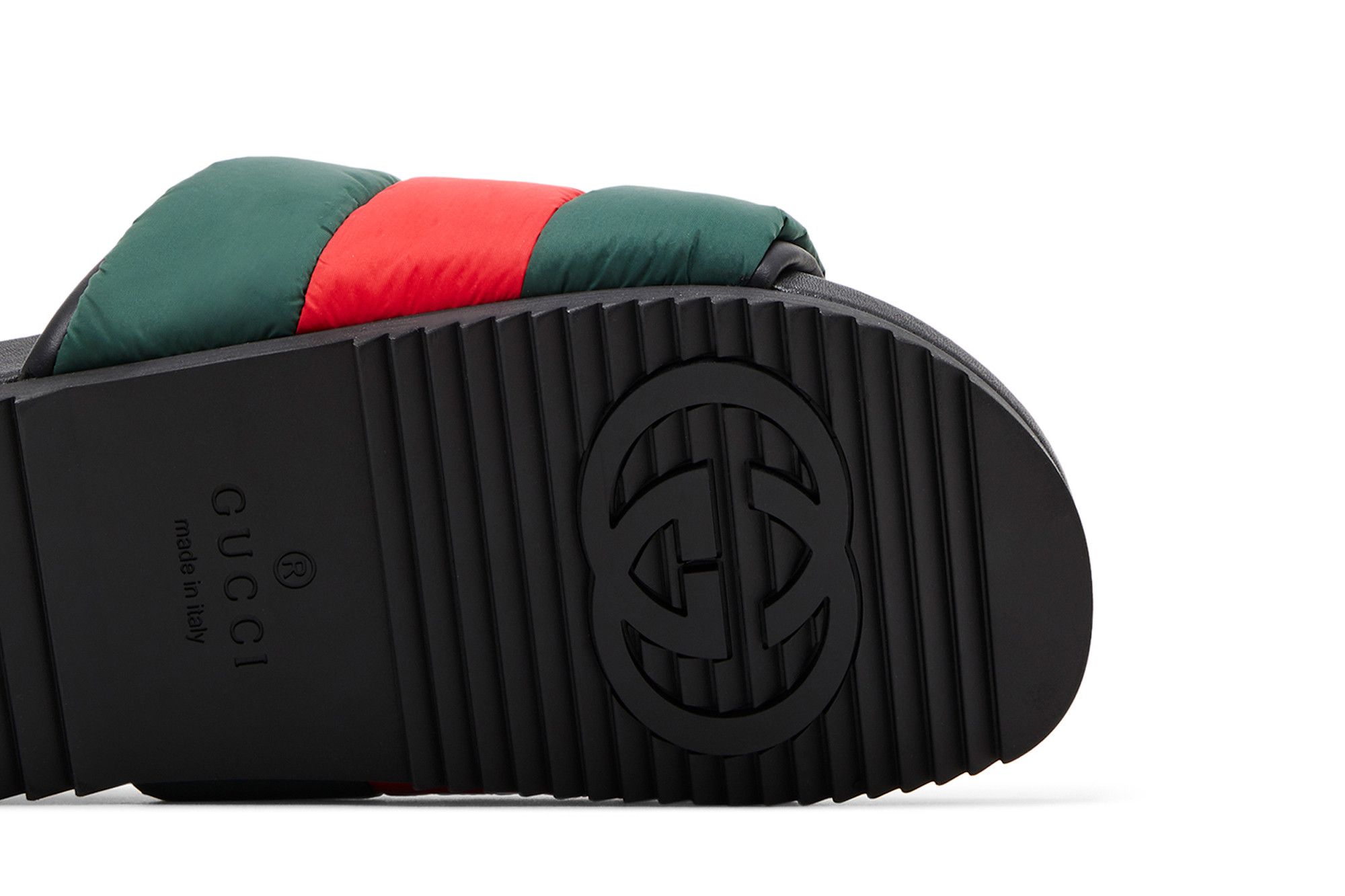 Details for (Women) Gucci Padded Web Slide Sandal 'Green Red' 700320-UFR30-3060