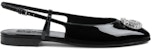 (W) Gucci Kasut Kulit Hitam Rata Bersegi Casual dengan Gelang Buckle 762765-BNC00-1000