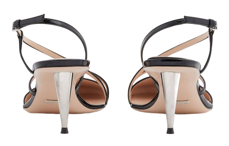 Shop (W) Gucci 黑色漆皮高跟凉鞋 700047-B8I00-1000