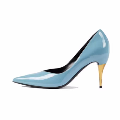 (W) Gucci Patent Leather High Heels 'Light Blue Fashion Slip-On'