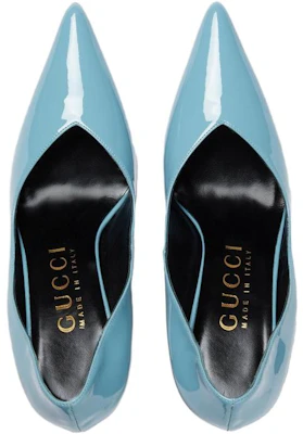 GUCCI古馳 漆皮 時尚套腳 細跟 高跟鞋 女款 淺藍色 Shop GUCCI古馳 漆皮 時尚套腳 細跟 高跟鞋 女款 淺藍色