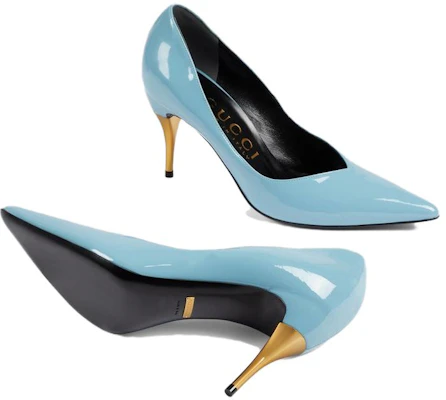 GUCCI古馳 漆皮 時尚套腳 細跟 高跟鞋 女款 淺藍色 Details for GUCCI古馳 漆皮 時尚套腳 細跟 高跟鞋 女款 淺藍色