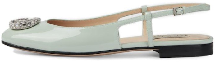 (Women) Gucci Patent Leather Pointed-Toe Flat with Buckle 'Pale Green' 762765-BNC00-3401 (Women) Gucci Patent Leather Pointed-Toe Flat with Buckle 'Pale Green' 762765-BNC00-3401
