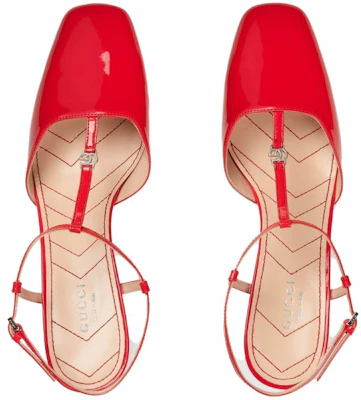 GUCCI古馳 漆皮 圓頭搭扣 粗跟 高跟鞋 女款 紅色 Purchase GUCCI古馳 漆皮 圓頭搭扣 粗跟 高跟鞋 女款 紅色