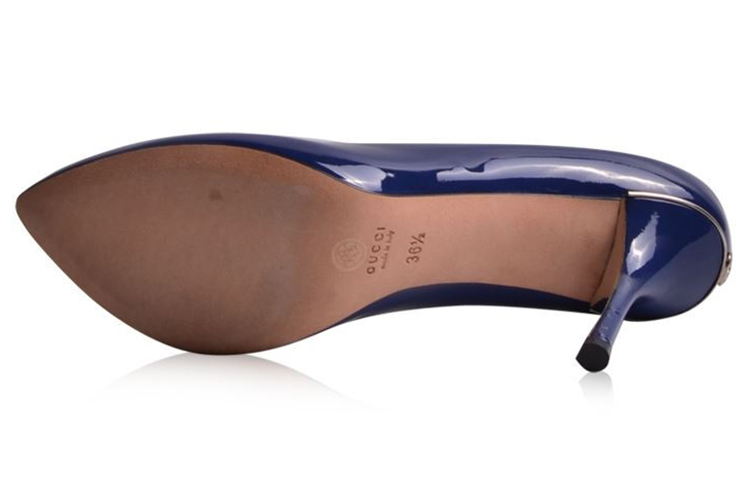 Purchase (W) Gucci Tacones Altos de Charol Azul de Corte Bajo Simple 388314-BNC00-4228