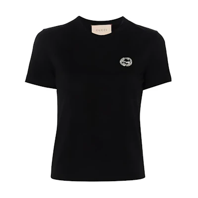 (Women) Gucci Patterned Print Black Short Sleeve T-Shirt SS24 748287-XJGDK-1043
