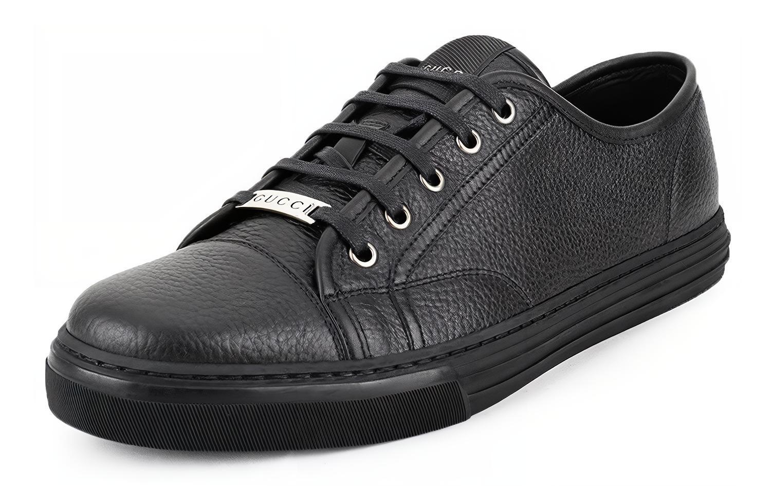 (W) Gucci Pebbled Nappa Leather Low Top 'Black' 圖 3