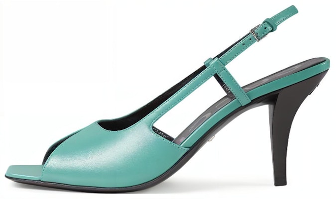 (Women) Gucci Peep Toe Leather Slingback Heels Teal 695307-C9D00-3922 Buy (Women) Gucci Peep Toe Leather Slingback Heels Teal 695307-C9D00-3922