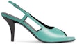 Order (Women) Gucci Peep Toe Leather Slingback Heels Teal 695307-C9D00-3922
