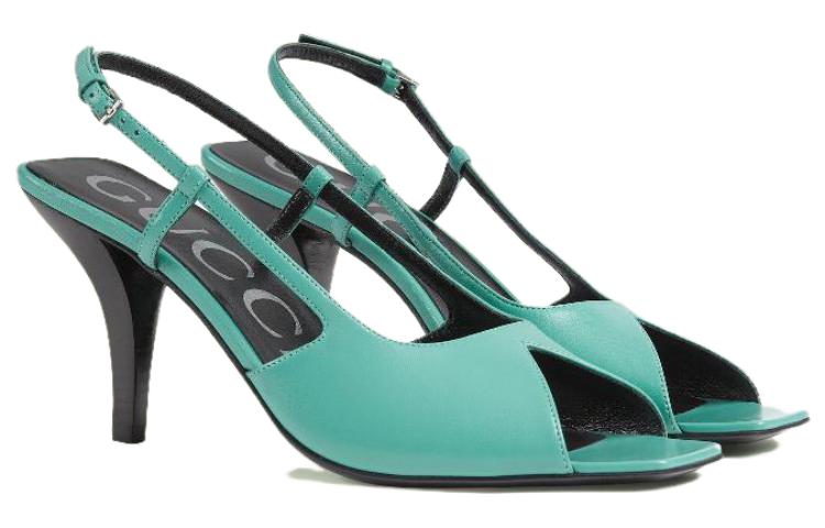 Lookbook GUCCI古馳 皮革 高跟 涼鞋 女款 綠松石