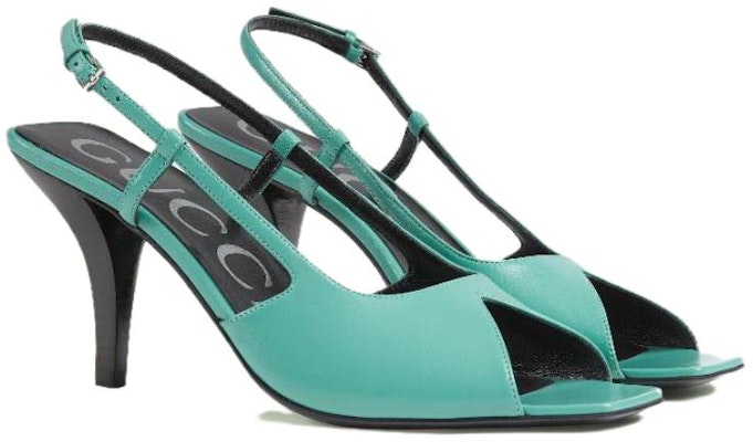 (Women) Gucci Peep Toe Leather Slingback Heels Teal 695307-C9D00-3922 Lookbook (Women) Gucci Peep Toe Leather Slingback Heels Teal 695307-C9D00-3922