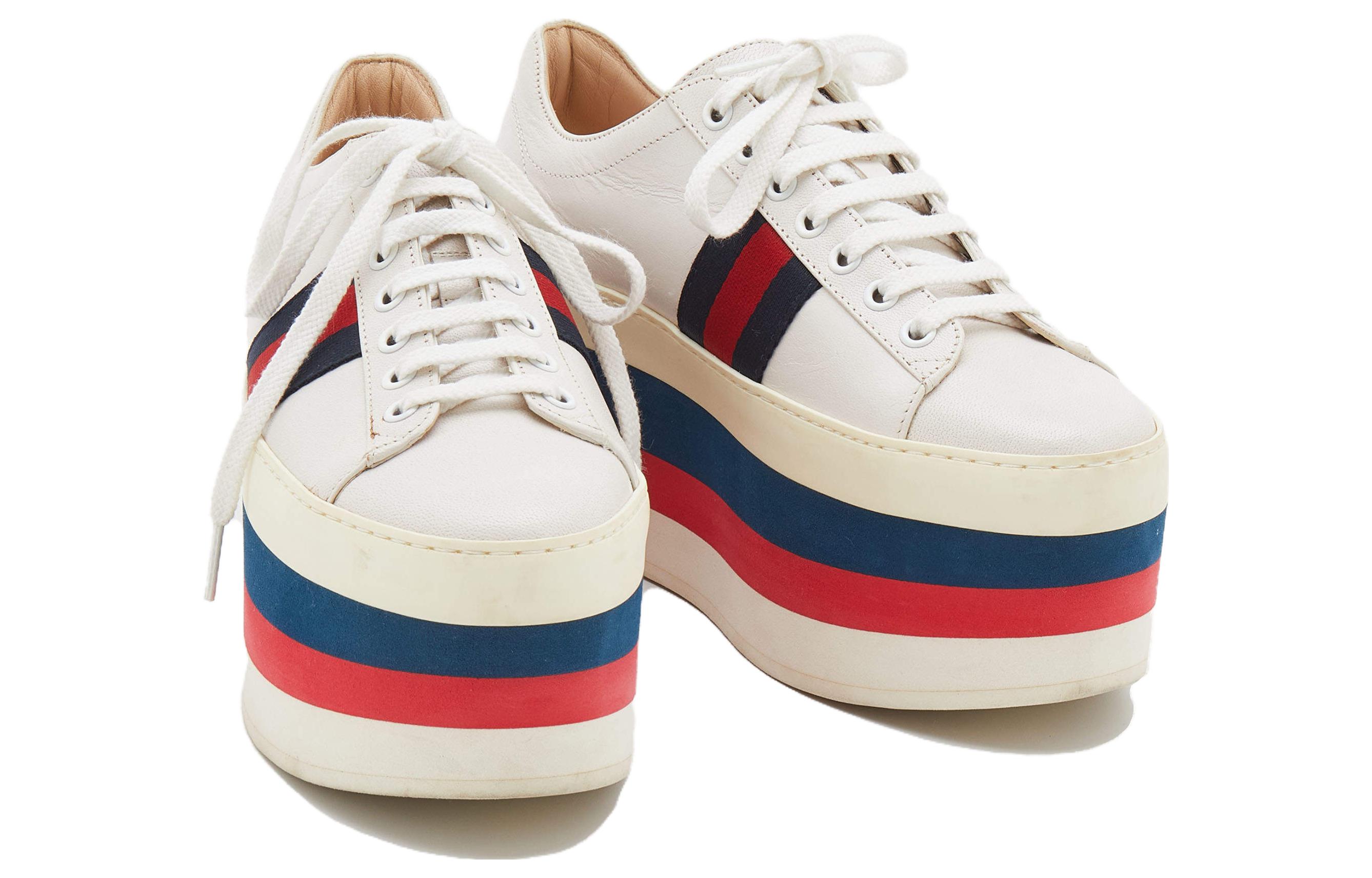 Lookbook (W) Gucci Peggy Platform Kulit 'Putih' 475649-D3VN0-9087