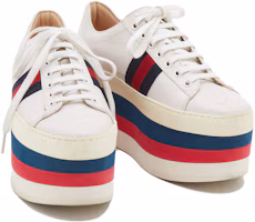 Lookbook GUCCI古馳 皮革 多色拼接柔軟舒適 厚底鞋 8cm 女款 白色