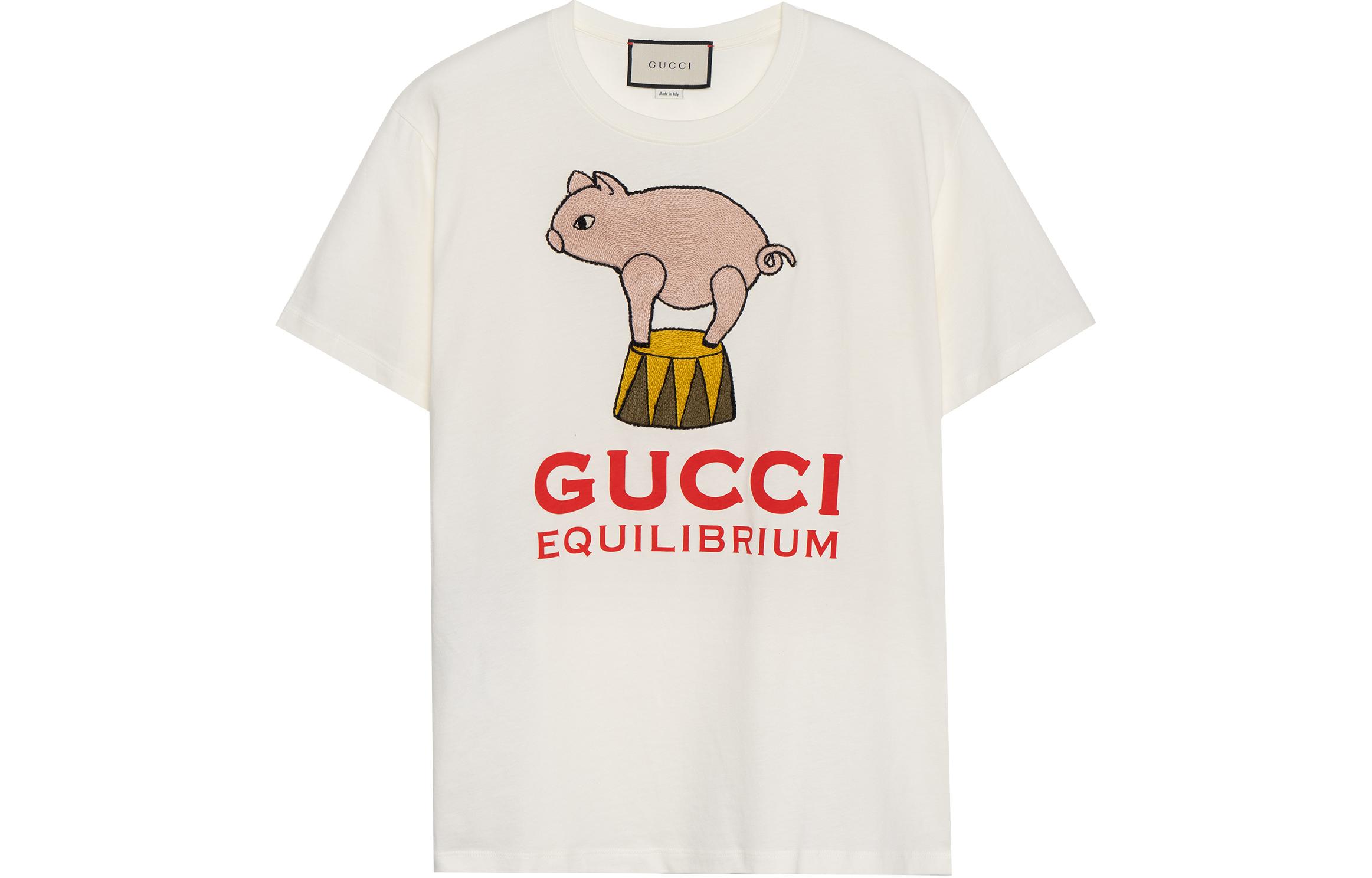 (Women) Gucci Pig Print Oversized Short Sleeve Tee Off-White 615044-XJCRI-9095