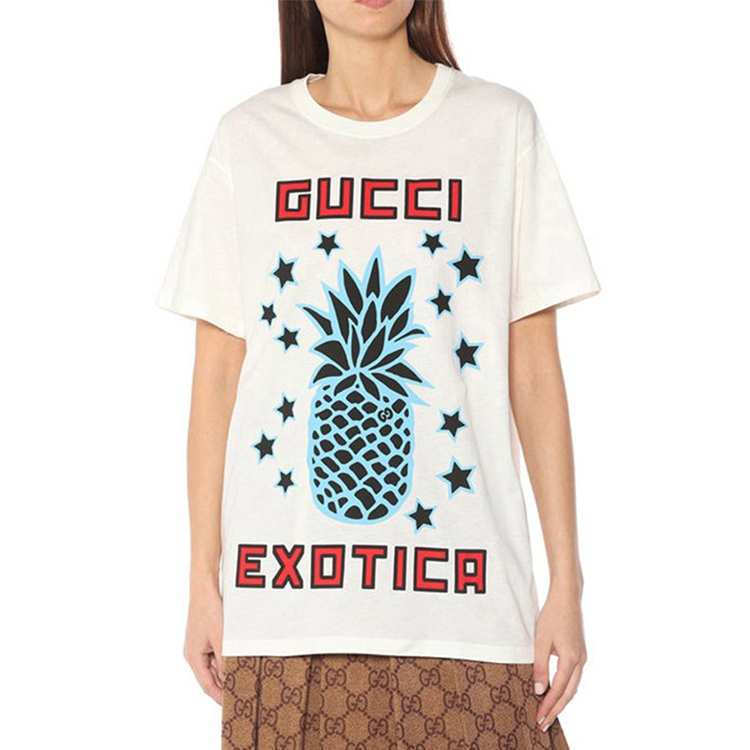 (Women) GUCCI Pineapple Print Loose T-Shirt Light Beige Gift 520 615044-XJCRE-9095 圖 5
