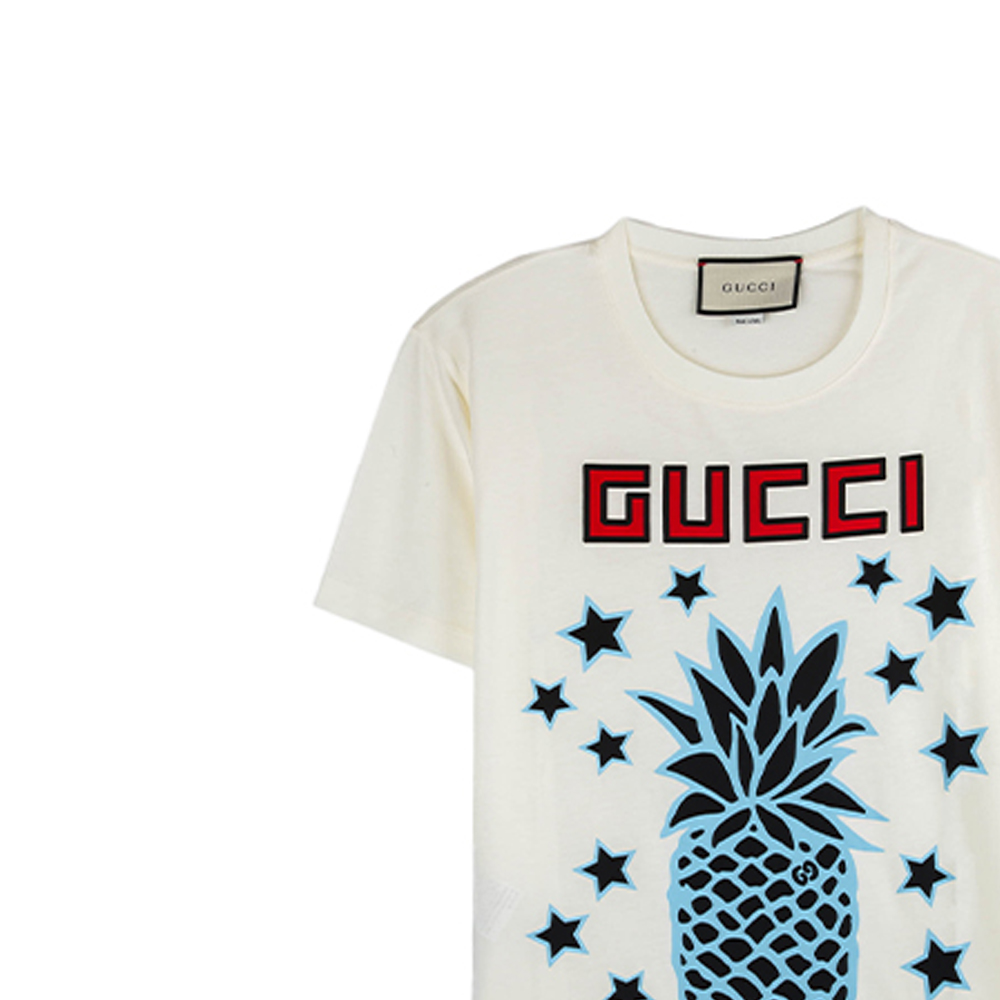 (Women) GUCCI Pineapple Print Loose T-Shirt Light Beige Gift 520 615044-XJCRE-9095 圖 7