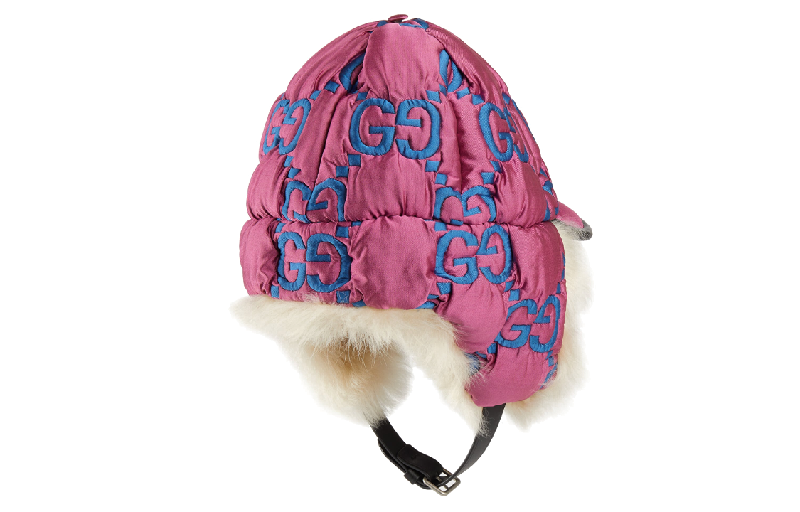 Shop (Women) GUCCI Pink  Beanie with Letter Embroidery and Warm Cotton. 727458-4HAXV-8777