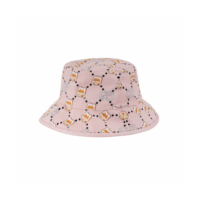 (Women) GUCCI Pink Cotton Bucket Hat with Animal Print 7369604HAX28472