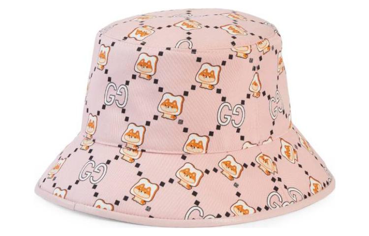 Lookbook (Women) GUCCI Pink  Cotton Bucket Hat with Animal Print 7369604HAX28472