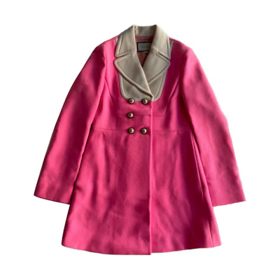 (Women) Gucci Pink Colorblock Double-Breasted Casual Coat 438819-ZHW10-5270
