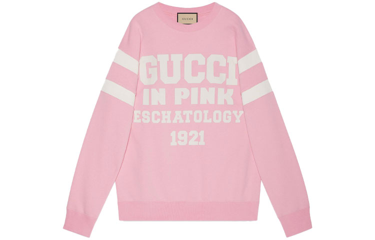 (Women) Gucci Pink Crew Neck Sweatshirt with Heart Apple Design 662081-XJDL6-5904